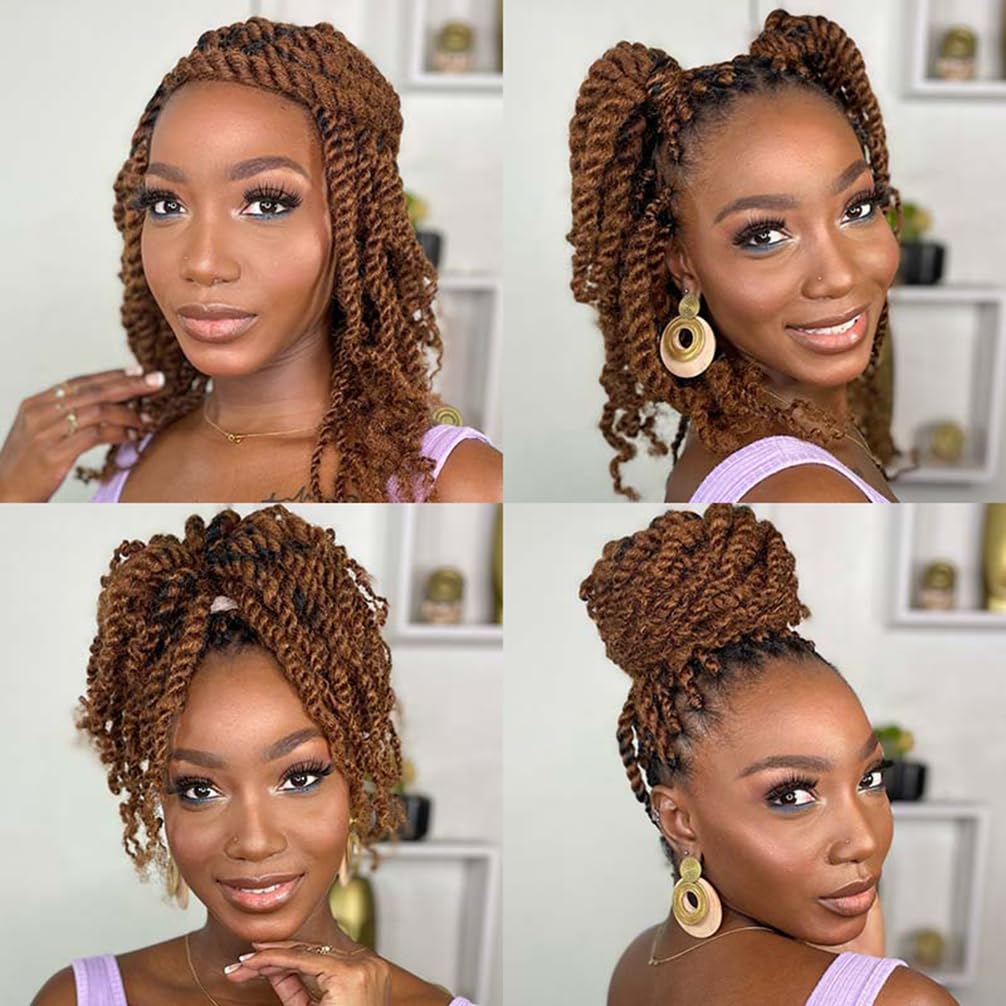 QVR Afro Kinkys Bulk Human Hair for Dreadlock Extensions Repair Locs 150 Gram, Dark Brown 14inches Mini Spring Twist Braiding Afro Kinky Human Hair for LocKs