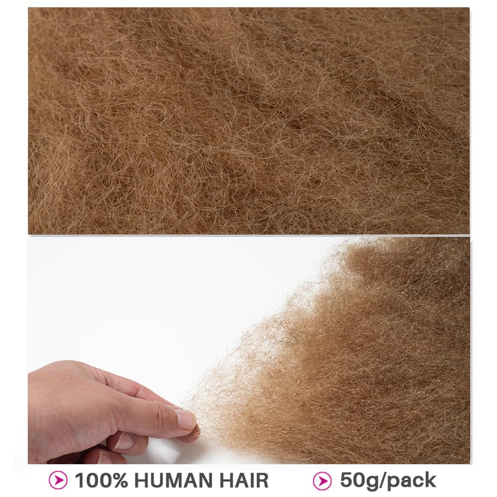 QVR Afro Kinkys Bulk Human Hair for Dreadlock Extensions Repair Locs 150 Gram, Dark Brown 14inches Mini Spring Twist Braiding Afro Kinky Human Hair for LocKs