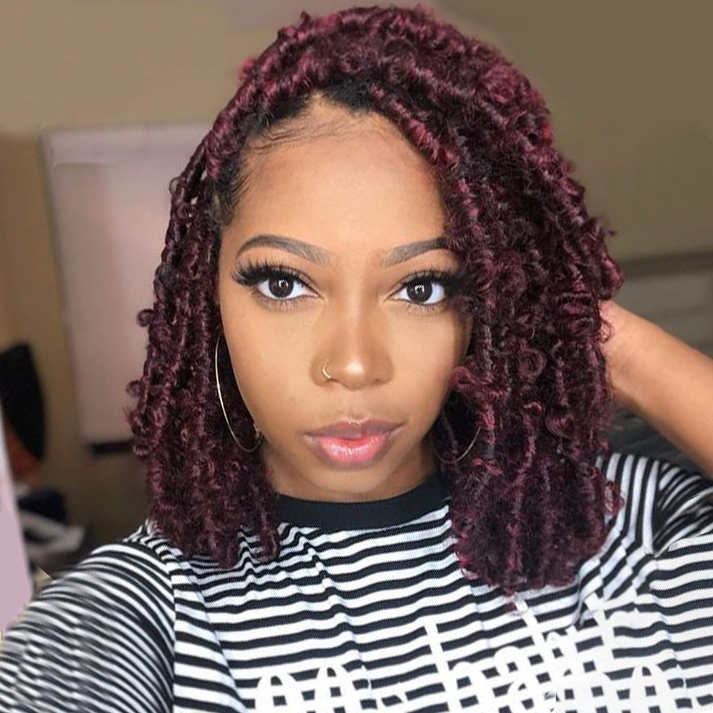 Beyond Beauty Spring Twist Crochet Hair 90strands 8 Inch Fluffy Spring Twists Braiding,Spring Twist Crochet Braids Bomb for Black Women (1B)
