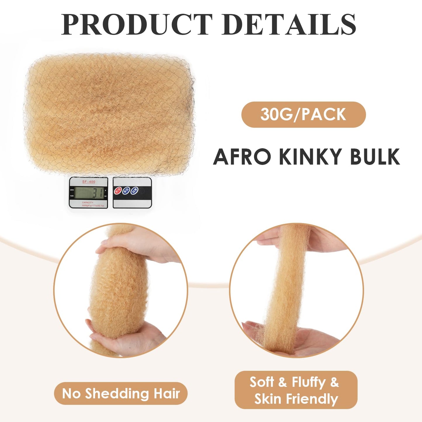 Afro Kinkys Bulk Human Hair 3 Pack 150g,Afro Kinky-Curly Human Hair Bulk Hair Bulk Human Braiding Hair for Dreadlock Extensions Repair Locs,Twist Afro Kinky Twist Extensions (14 Inch,50g/Pack)