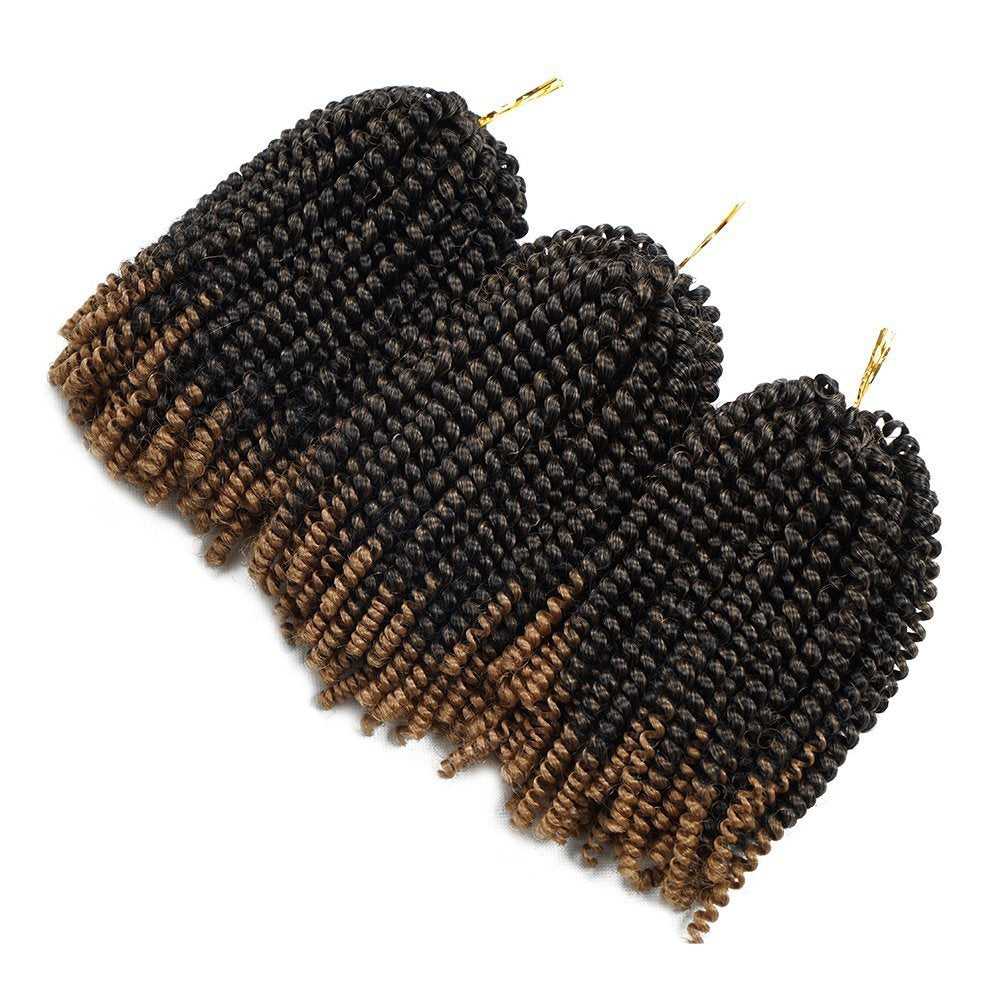 Beyond Beauty Spring Twist Crochet Hair 90strands 8 Inch Fluffy Spring Twists Braiding,Spring Twist Crochet Braids Bomb for Black Women (1B)