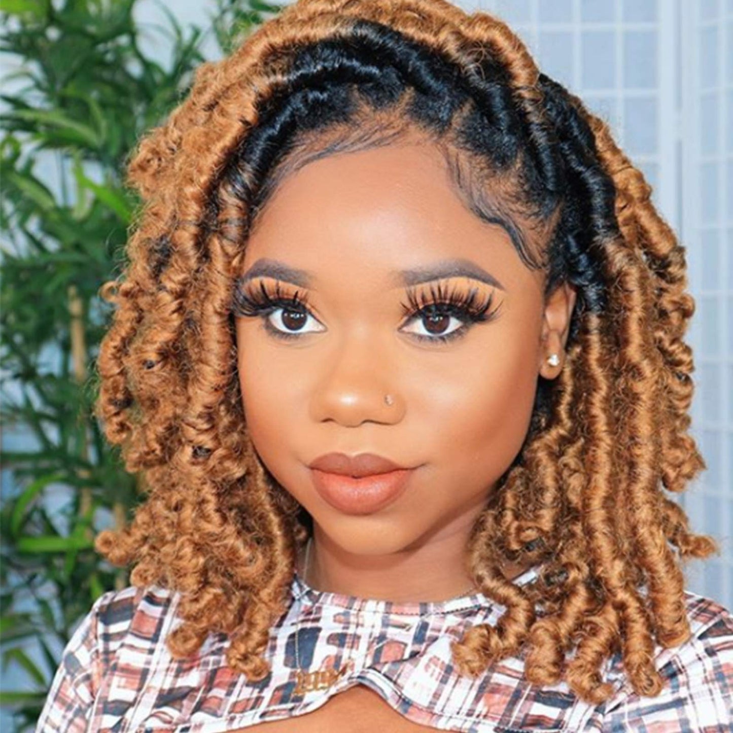 Beyond Beauty Spring Twist Crochet Hair 90strands 8 Inch Fluffy Spring Twists Braiding,Spring Twist Crochet Braids Bomb for Black Women (1B)