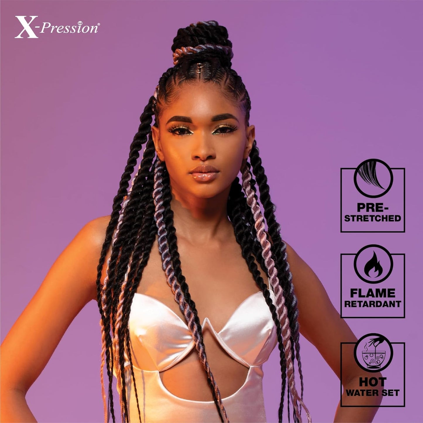 Sensationnel X-pression prestretched braiding hair - 4x braid 38 inch all kanekalon flame retardant synthetic braid for box braids and twists (1 pack, 4 MEDBROWN)