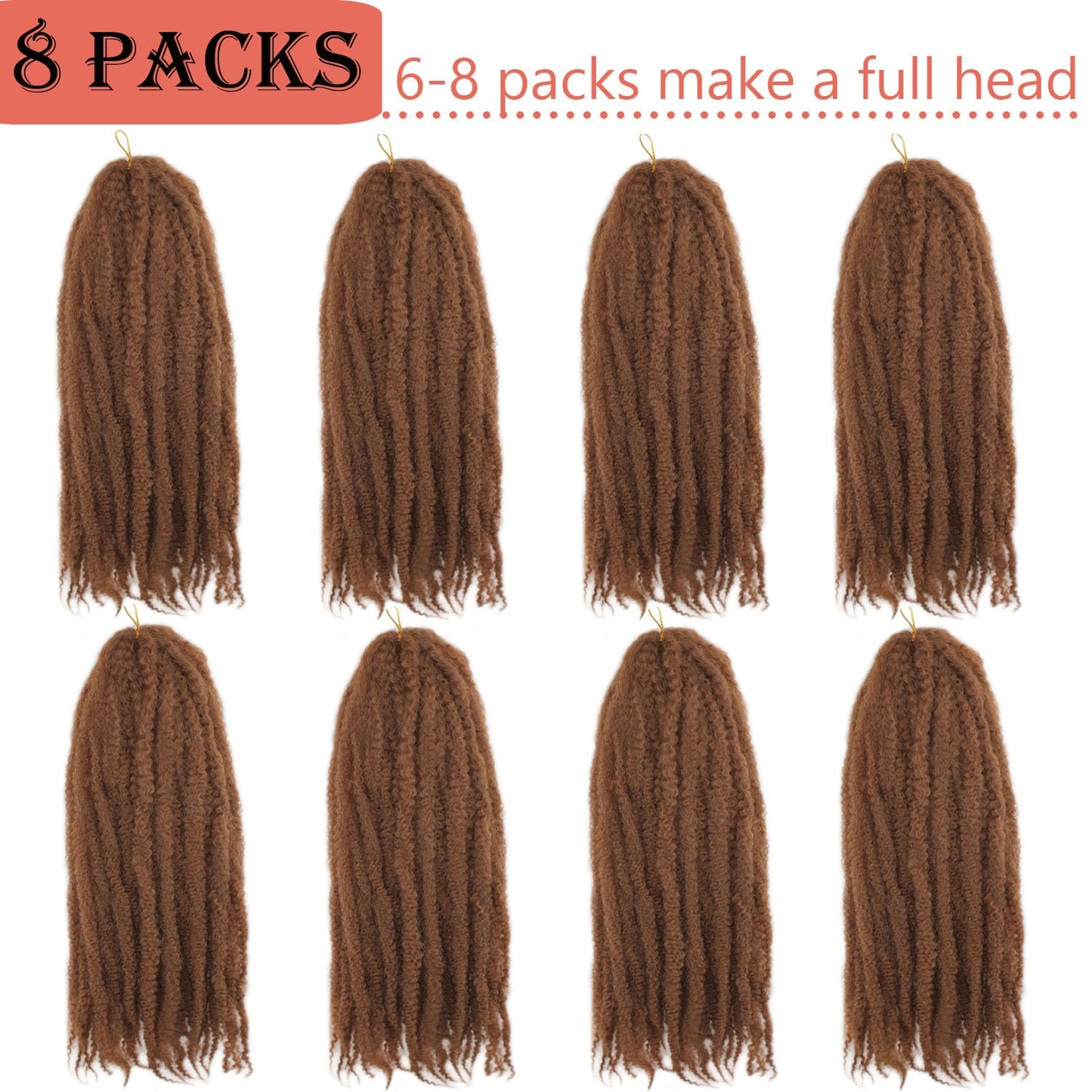 Vustbeauty Marley Twist Braiding Hair 24 Inch Marley Twist Hair Long Cuban Twist Hair 8 Packs Afro Kinky Curly Twist Crochet Hair Synthetic Marley Hair Extensions (24 Inch 8packs, 1B)