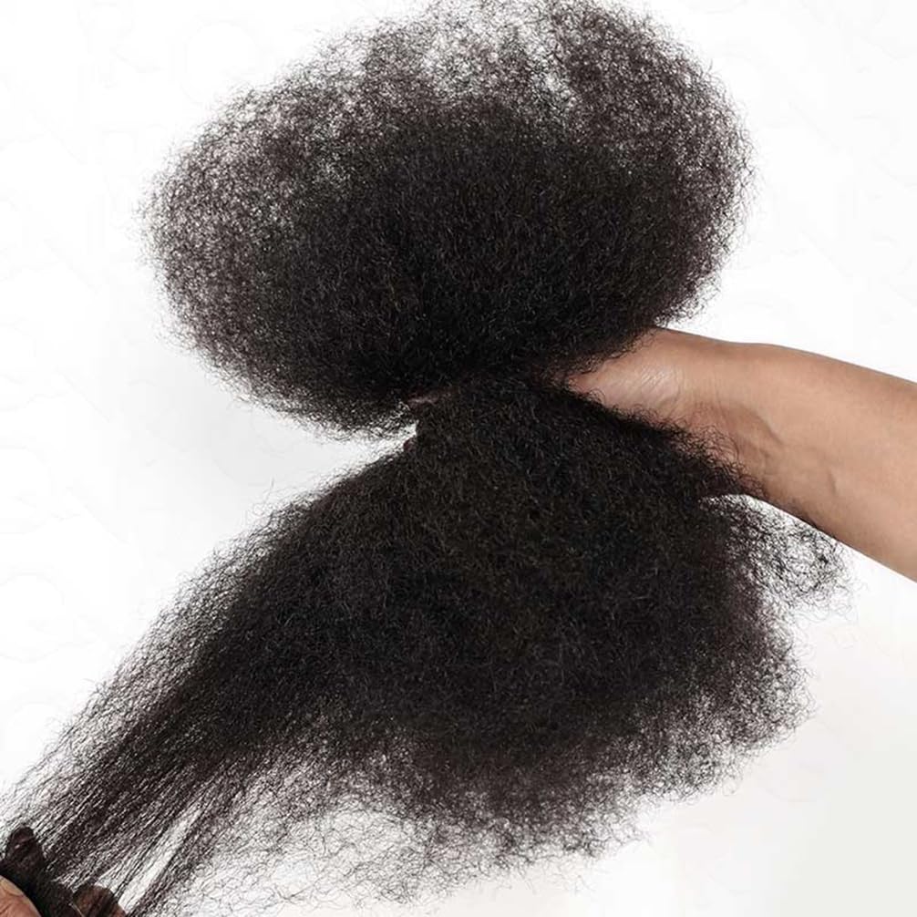QVR Afro Kinkys Bulk Human Hair for Dreadlock Extensions Repair Locs 150 Gram, Dark Brown 14inches Mini Spring Twist Braiding Afro Kinky Human Hair for LocKs
