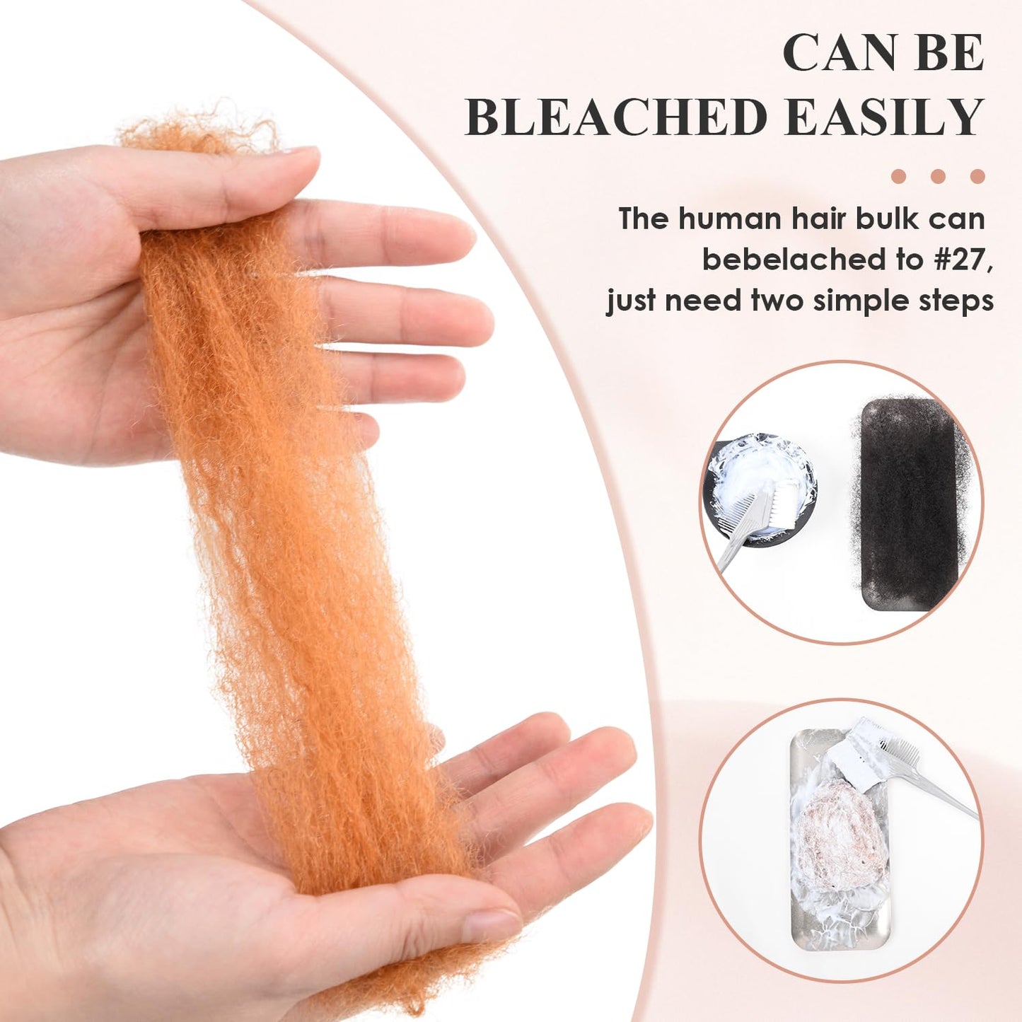 Afro Kinkys Bulk Human Hair 3 Pack 150g,Afro Kinky-Curly Human Hair Bulk Hair Bulk Human Braiding Hair for Dreadlock Extensions Repair Locs,Twist Afro Kinky Twist Extensions (14 Inch,50g/Pack)