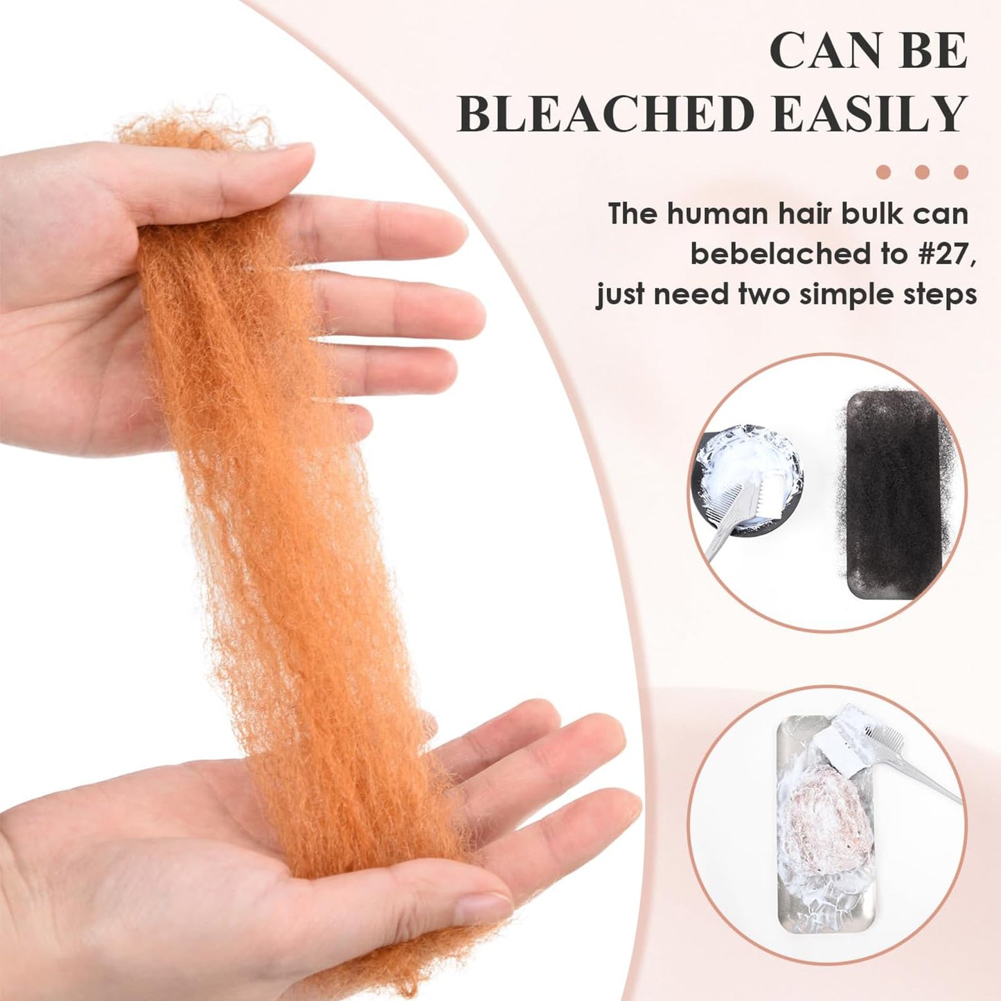 Afro Kinkys Bulk Human Hair 3 Pack 150g,Afro Kinky-Curly Human Hair Bulk Hair Bulk Human Braiding Hair for Dreadlock Extensions Repair Locs,Twist Afro Kinky Twist Extensions (14 Inch,50g/Pack)