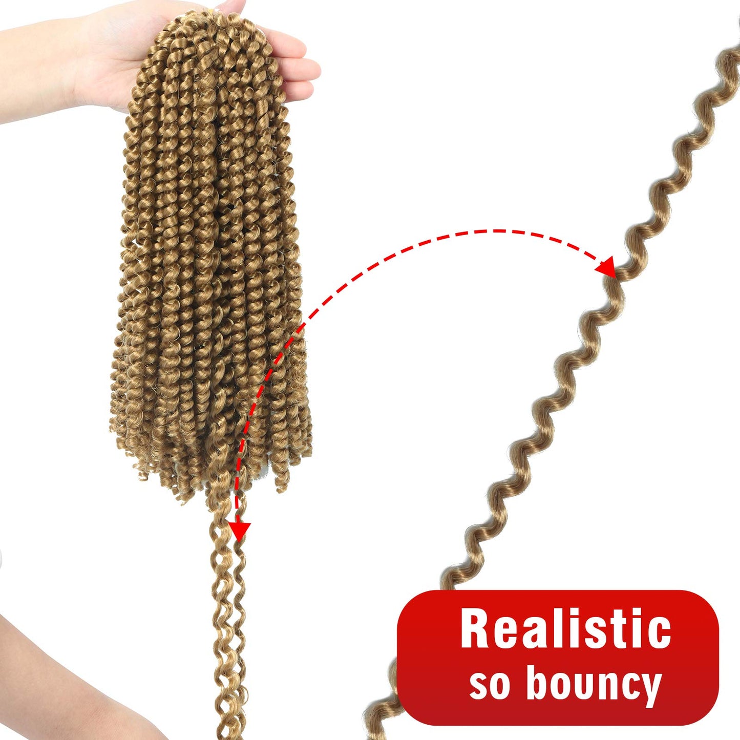 Beyond Beauty Spring Twist Crochet Hair 90strands 8 Inch Fluffy Spring Twists Braiding,Spring Twist Crochet Braids Bomb for Black Women (1B)