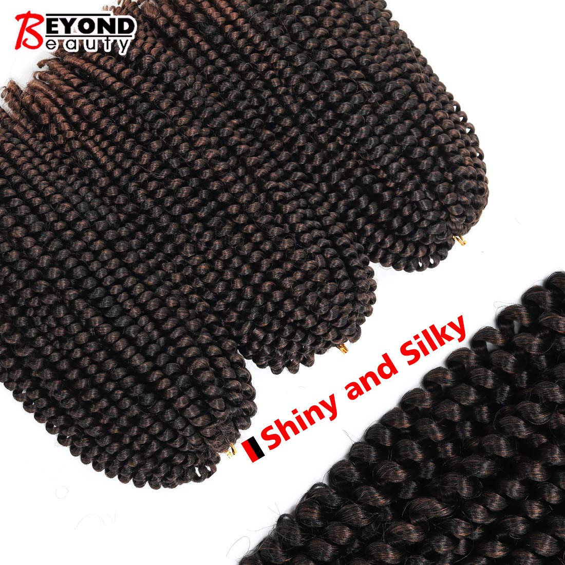 Beyond Beauty Spring Twist Crochet Hair 90strands 8 Inch Fluffy Spring Twists Braiding,Spring Twist Crochet Braids Bomb for Black Women (1B)