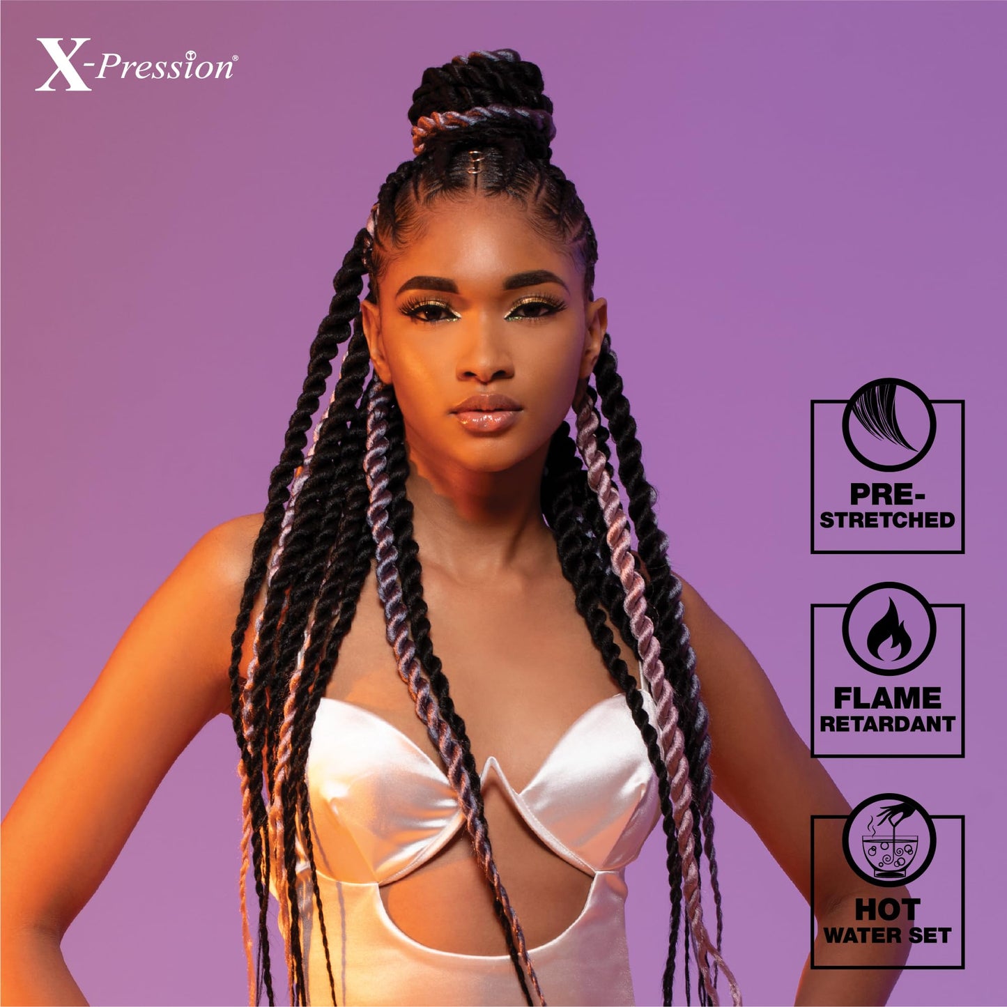 Sensationnel X-pression prestretched braiding hair - 4x braid 38 inch all kanekalon flame retardant synthetic braid for box braids and twists (1 pack, 4 MEDBROWN)