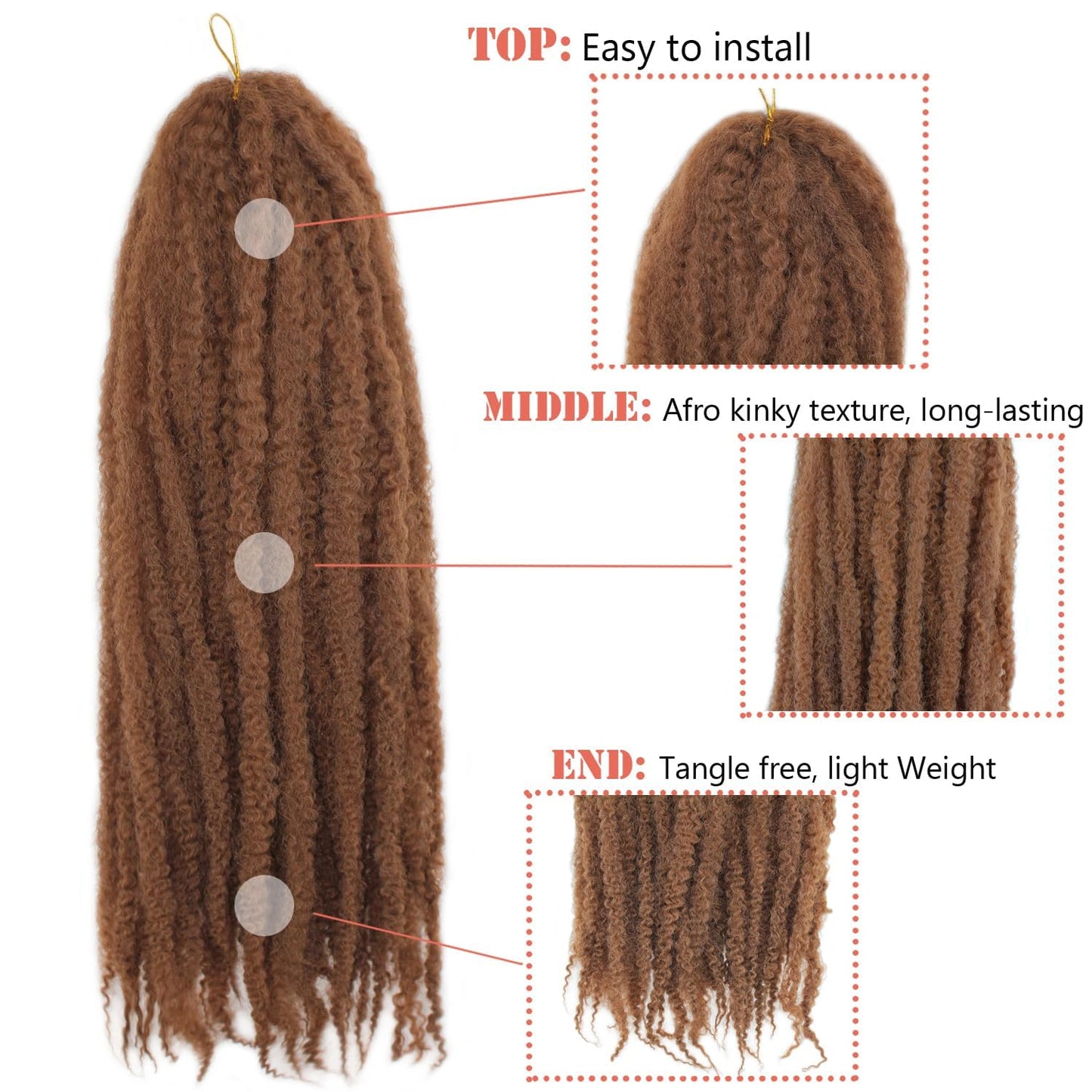 Vustbeauty Marley Twist Braiding Hair 24 Inch Marley Twist Hair Long Cuban Twist Hair 8 Packs Afro Kinky Curly Twist Crochet Hair Synthetic Marley Hair Extensions (24 Inch 8packs, 1B)