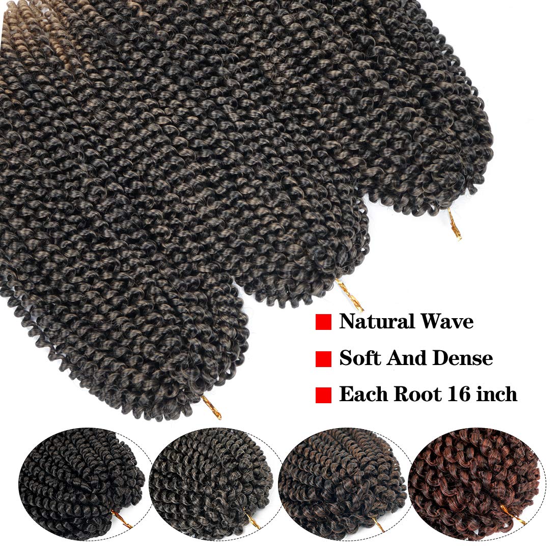 Beyond Beauty Spring Twist Crochet Hair 90strands 8 Inch Fluffy Spring Twists Braiding,Spring Twist Crochet Braids Bomb for Black Women (1B)