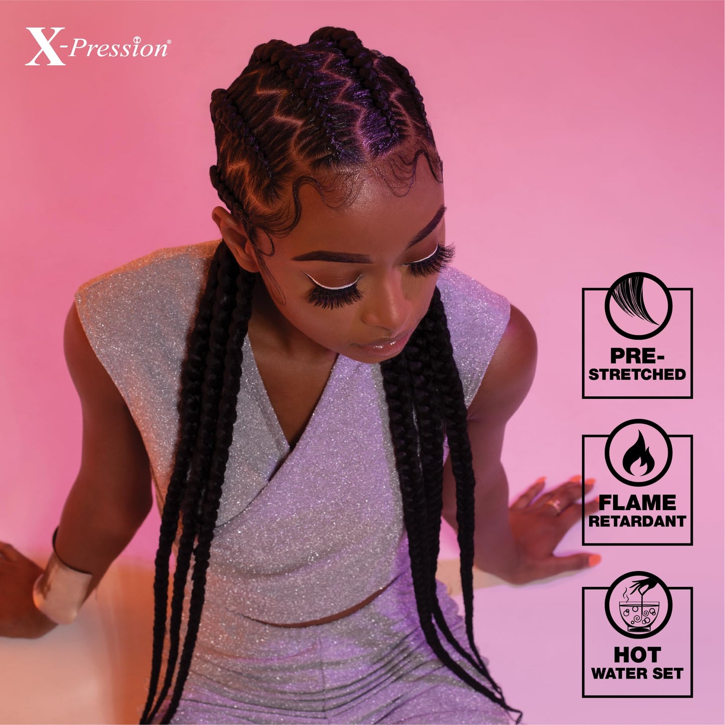 Sensationnel X-pression prestretched braiding hair - 4x braid 38 inch all kanekalon flame retardant synthetic braid for box braids and twists (1 pack, 4 MEDBROWN)