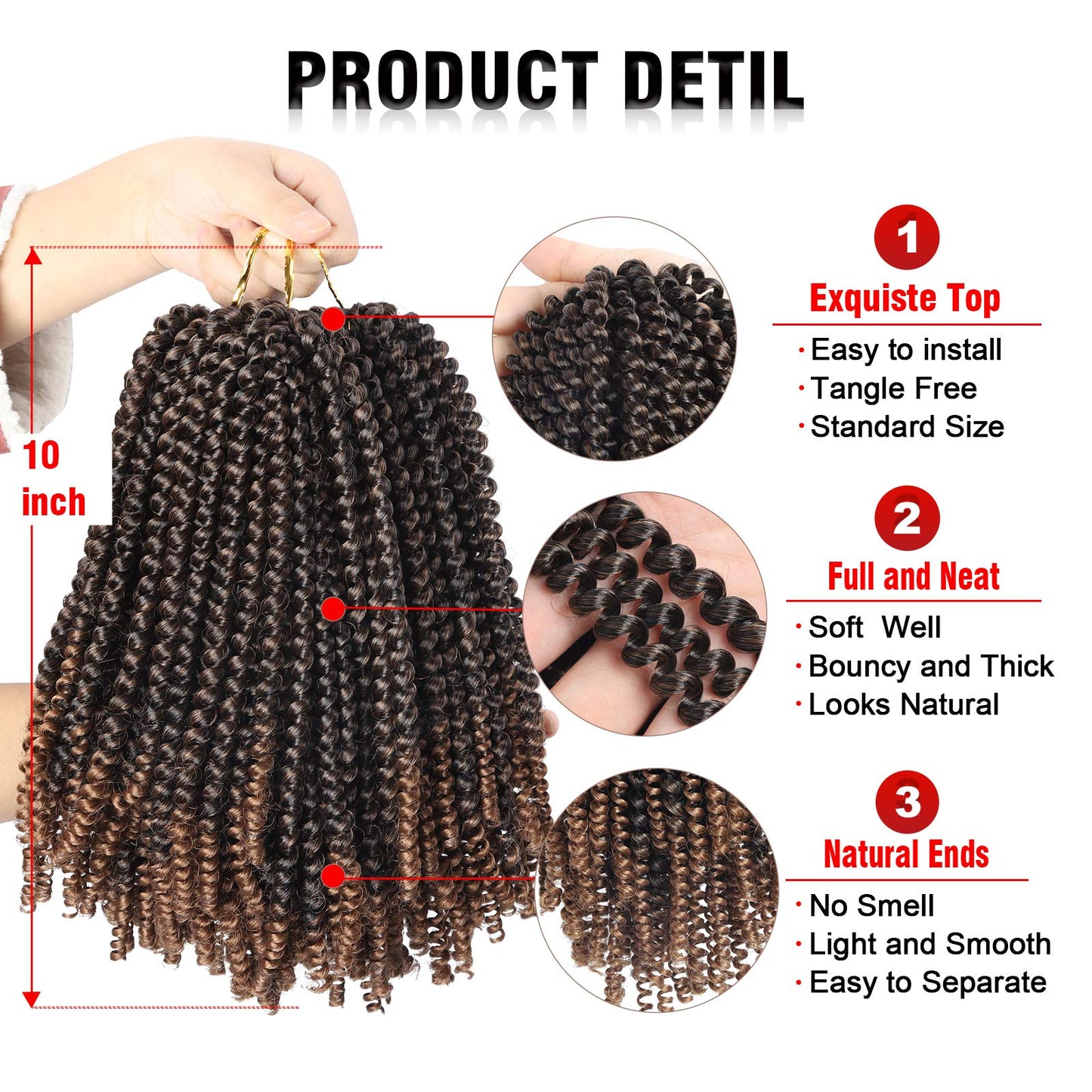 Beyond Beauty Spring Twist Crochet Hair 90strands 8 Inch Fluffy Spring Twists Braiding,Spring Twist Crochet Braids Bomb for Black Women (1B)