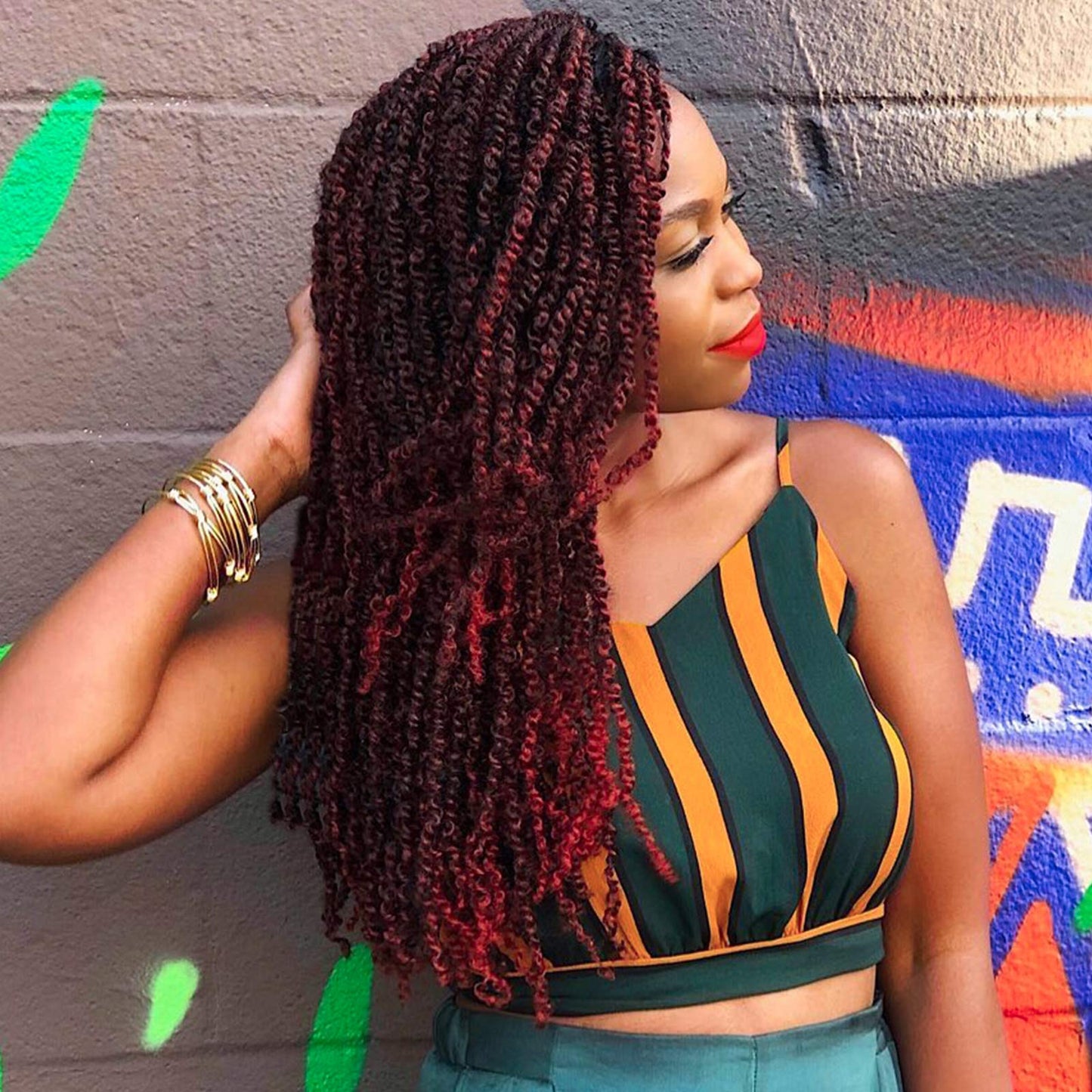 Beyond Beauty Spring Twist Crochet Hair 90strands 8 Inch Fluffy Spring Twists Braiding,Spring Twist Crochet Braids Bomb for Black Women (1B)
