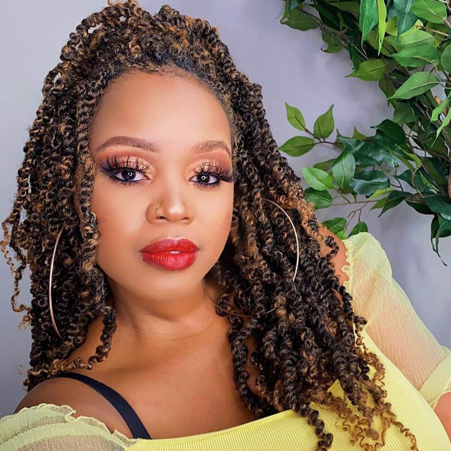 Beyond Beauty Spring Twist Crochet Hair 90strands 8 Inch Fluffy Spring Twists Braiding,Spring Twist Crochet Braids Bomb for Black Women (1B)