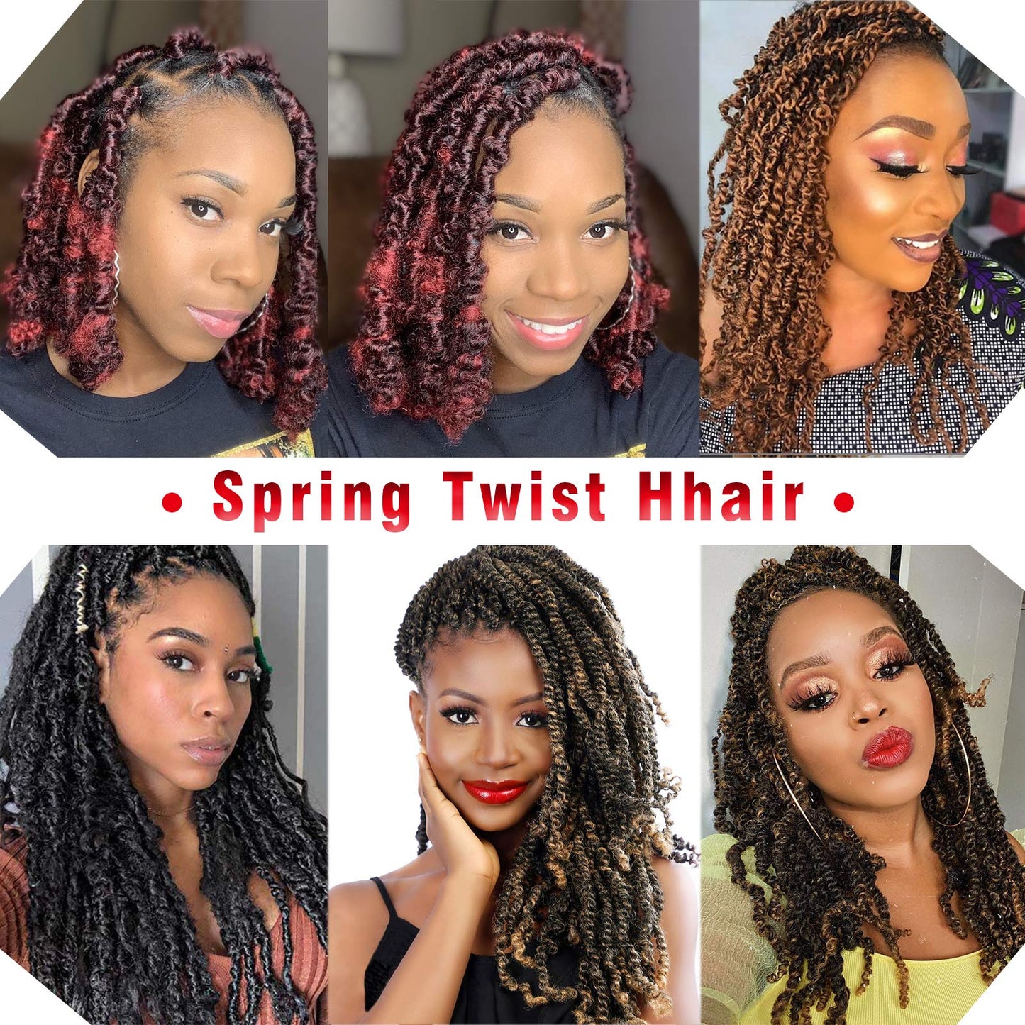 Beyond Beauty Spring Twist Crochet Hair 90strands 8 Inch Fluffy Spring Twists Braiding,Spring Twist Crochet Braids Bomb for Black Women (1B)