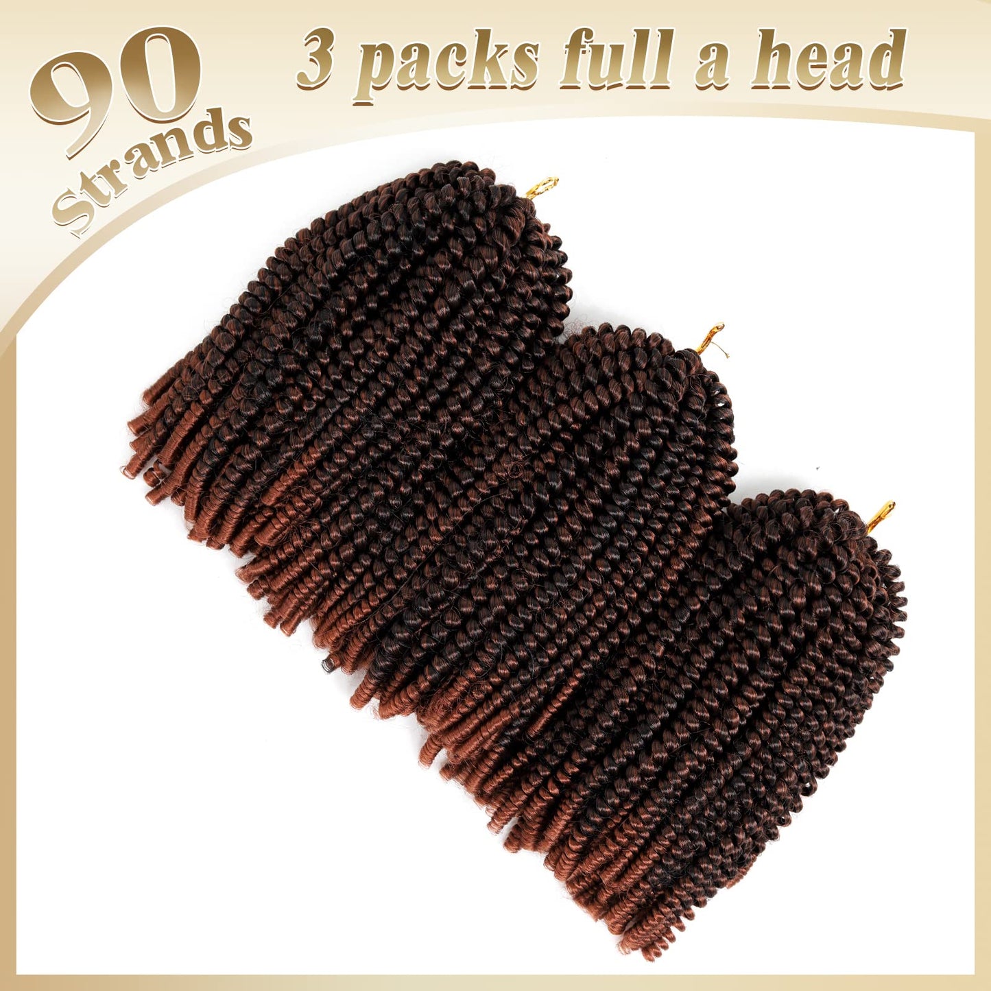 Beyond Beauty Spring Twist Crochet Hair 90strands 8 Inch Fluffy Spring Twists Braiding,Spring Twist Crochet Braids Bomb for Black Women (1B)