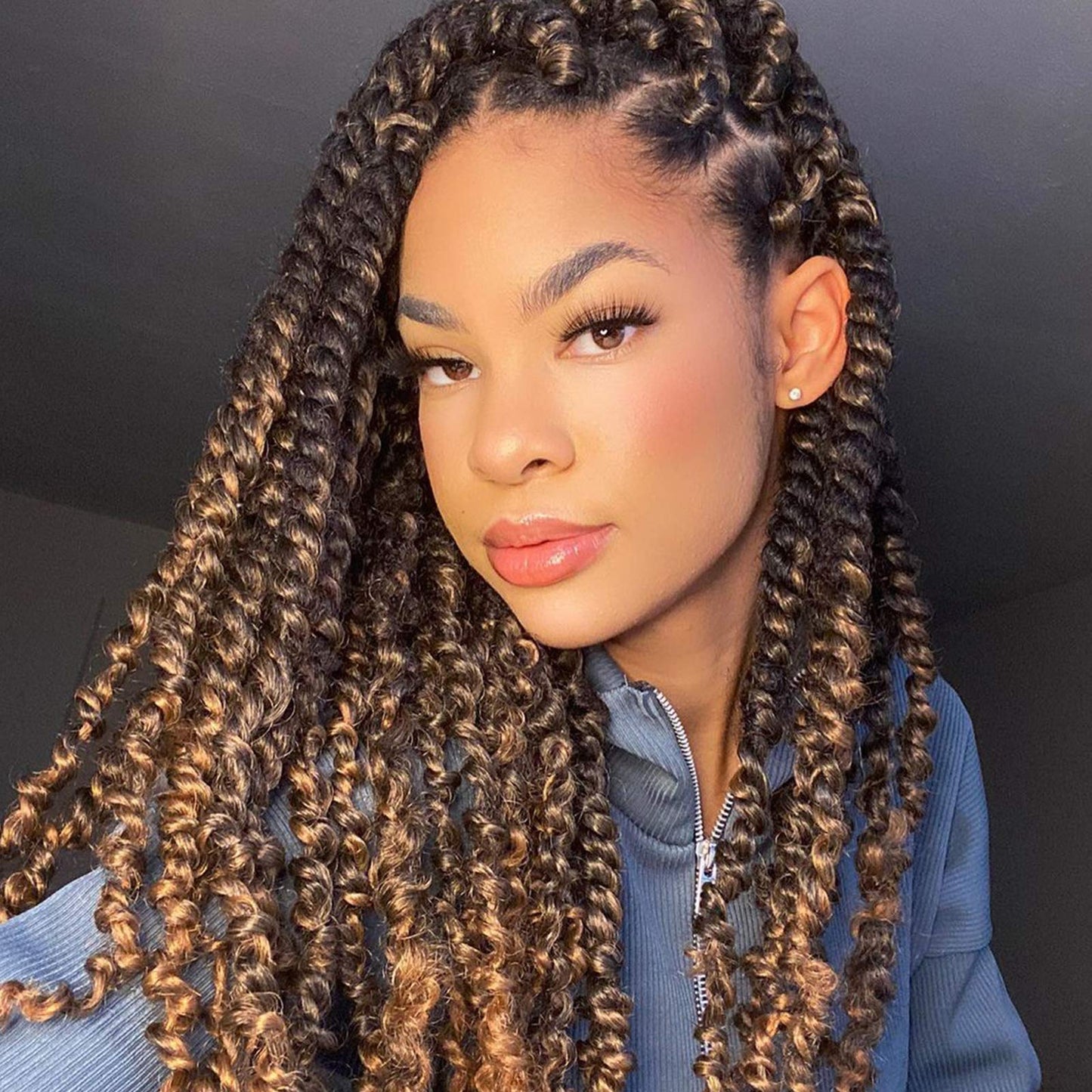 Beyond Beauty Spring Twist Crochet Hair 90strands 8 Inch Fluffy Spring Twists Braiding,Spring Twist Crochet Braids Bomb for Black Women (1B)