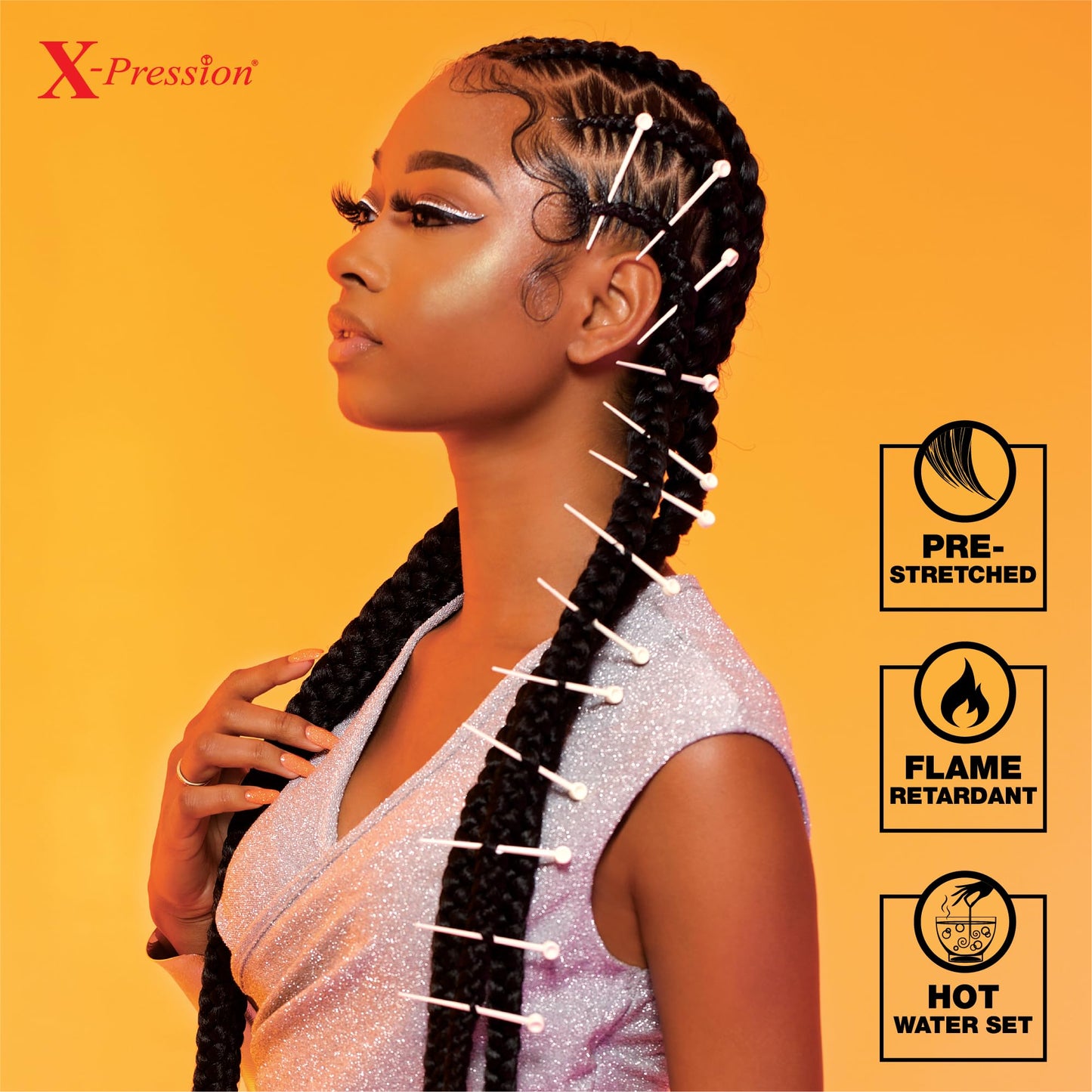 Sensationnel X-pression prestretched braiding hair - 4x braid 38 inch all kanekalon flame retardant synthetic braid for box braids and twists (1 pack, 4 MEDBROWN)
